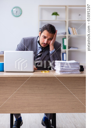 Young male employee in self-quarantine concept 65895297
