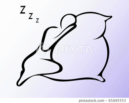 睡眠墊線描矢量 睡眠墊線描矢量 65895553