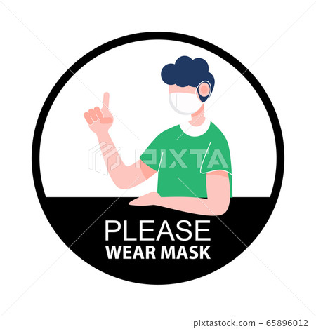 Please wear mask sign. New normal social - Stock Illustration [65896012 ...