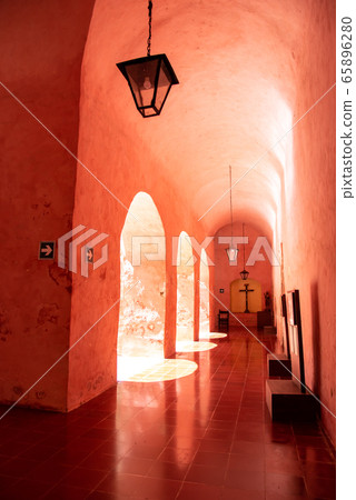 Mexico Valladolid Church San Bernardino Monastery Pink Corridor 65896280