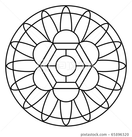 Outline of a floral pattern mandala 65896320