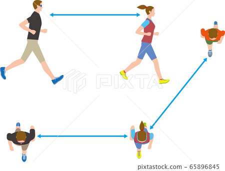 預防病毒感染。慢跑時的社交距離 65896845