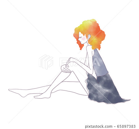 坐在女人的插圖 坐在女人的插圖 65897383
