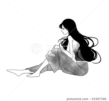 坐在女人的插圖 坐在女人的插圖 65897386