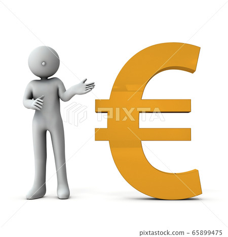 Investor image, white background, 3D rendering that makes money in the euro 65899475