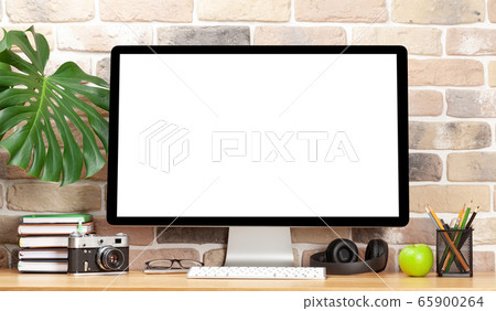 Stylish home studio workspace with computer and Stylish home studio workspace with computer and 65900264