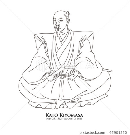  加藤清正（1562-1611）歷史人物的線描插圖 65901250