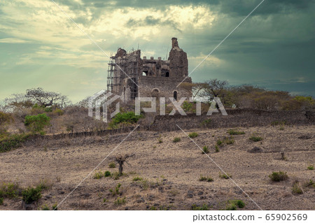 ruins of Guzara royal palace, Gondar Ethiopia ruins of Guzara royal palace, Gondar Ethiopia 65902569