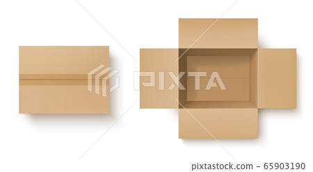 Realistic cardboard box mockup of delivery package 65903190