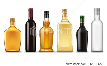 Alcohol drink glass bottle realistic mockups 65903279