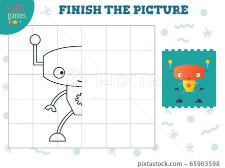 Copy picture vector illustration. Complete and color game for preschool and school kids Copy picture vector illustration. Complete and color game for preschool and school kids 65903598