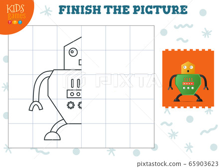 Copy picture vector illustration. Complete and color game for preschool and school kids Copy picture vector illustration. Complete and color game for preschool and school kids 65903623
