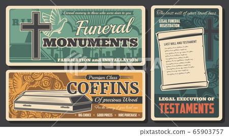 Coffin, monument and testament of funeral service 65903757