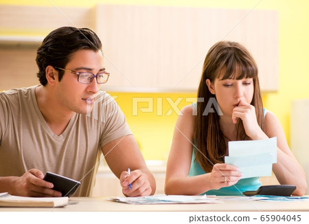 Young family struggling with personal finance Young family struggling with personal finance 65904045