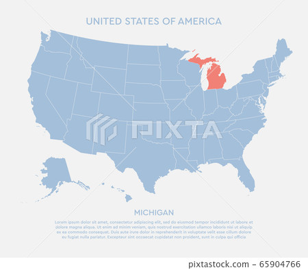 United states of America state Michigan USA map 65904766