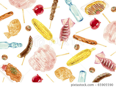 Fen festival festival food stall food background textile watercolor illustration 65905590