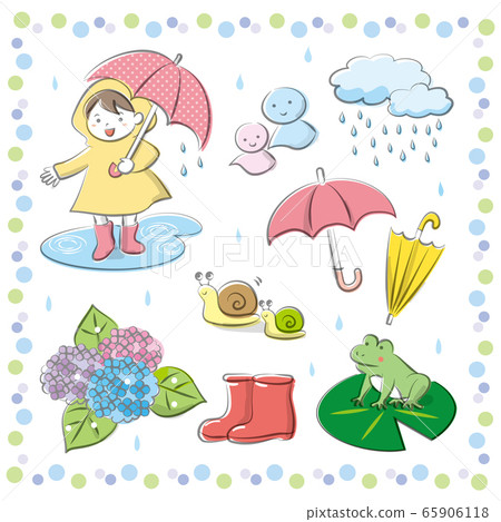 handwritten style cute rainy season stock illustration 65906118 pixta handwritten style cute rainy season