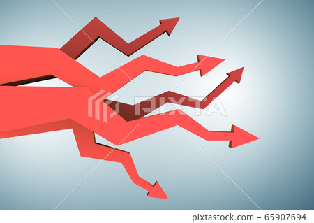 Many arrows showing different business results Many arrows showing different business results 65907694