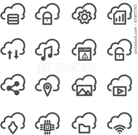 Set of cloud computing system thin line icon 2 - Stock Illustration ...