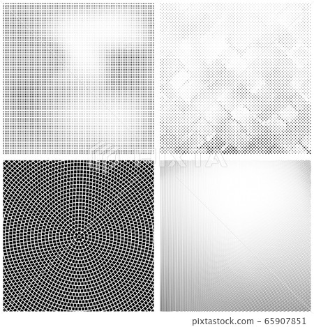 Halftone Pattern. Set of Dots. Dotted Texture on White Background. Overlay Grunge Template. Distress Linear Design. 65907851