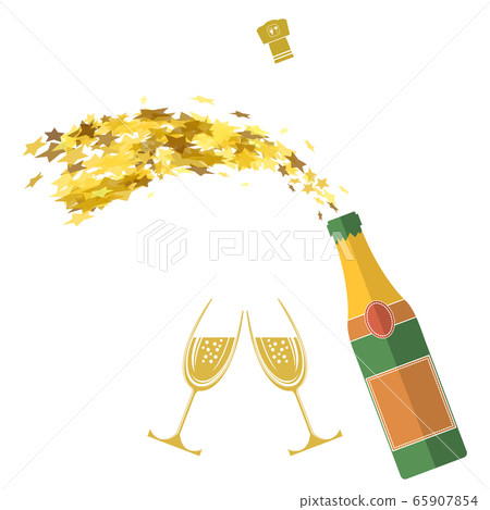 Champagne Bottle Explosion. Happy New Year. Cheers. Alcoholic Fizzy Drink. Congratulations. Merry Christmas. 65907854