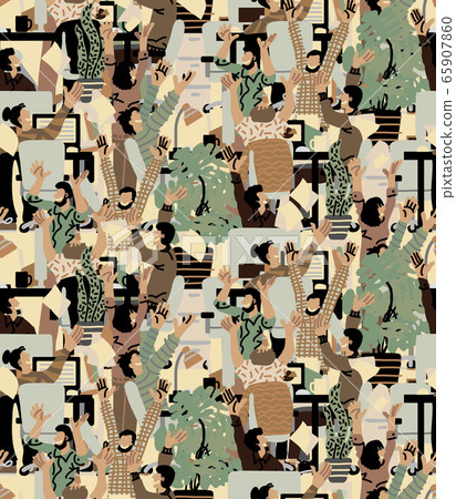 Large group happy people rejoices office seamless pattern Large group happy people rejoices office seamless pattern 65907860