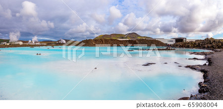 Blue lagoon panorama with termal power station in 65908004