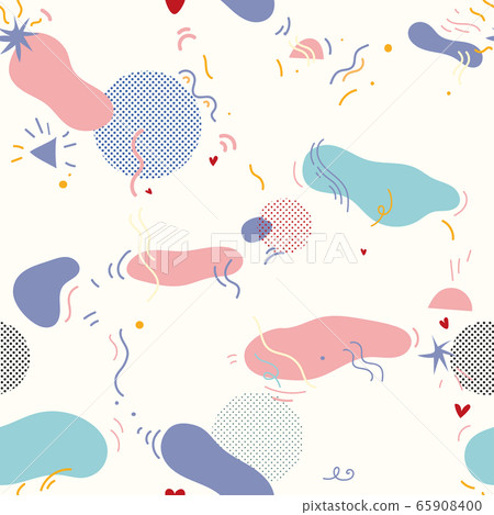 Vector seamless pattern in memphis style with raster effect. 65908400