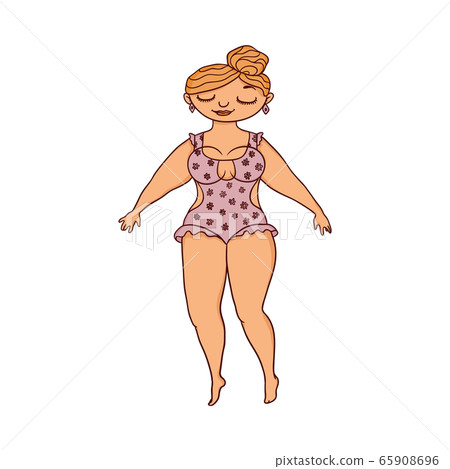 Cartoon woman in sexy swimsuit isolated on white background 65908696