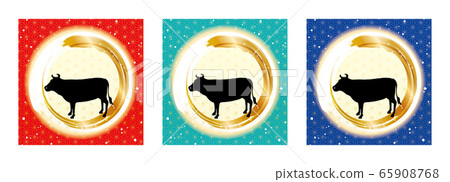 New Year's card material ox silhouette New Year's card material ox silhouette 65908768