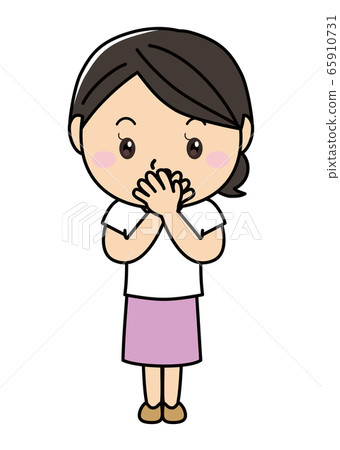 Girl 01_01 (Smile, surprised, hands on mouth, whole body, female) 65910731