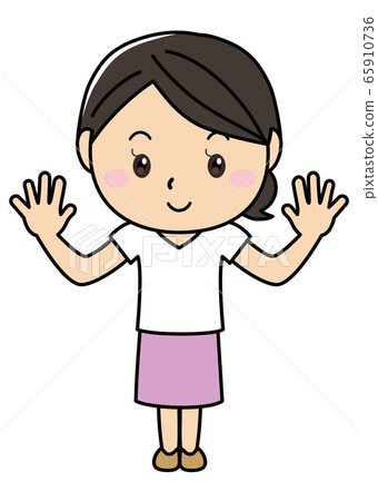 Girl 01_01 (smiling, raising both hands, par, full body, female) Girl 01_01 (smiling, raising both hands, par, full body, female) 65910736