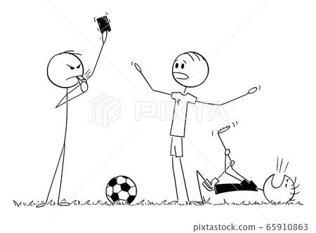 soccer referee showing red card Stock Vector