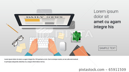 businessman reading daily news articles on computer monitor screen online newspaper press mass media businessman reading daily news articles on computer monitor screen online newspaper press mass media 65911509