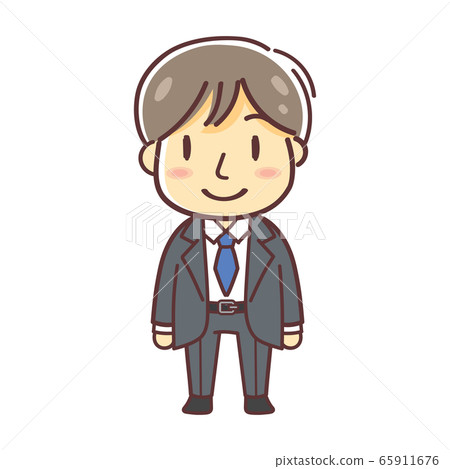 一個男人穿著深灰色西裝和領帶的通用插圖 65911676