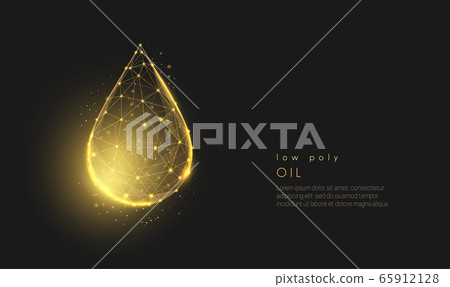 Abstract low poly falling golden oil drop. 65912128