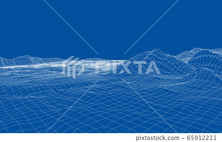 Abstract 3d wire-frame landscape. Blueprint style - Stock Illustration ...