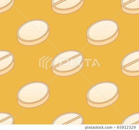 Flat style round beige tilted pills seamless pattern Flat style round beige tilted pills seamless pattern 65912329