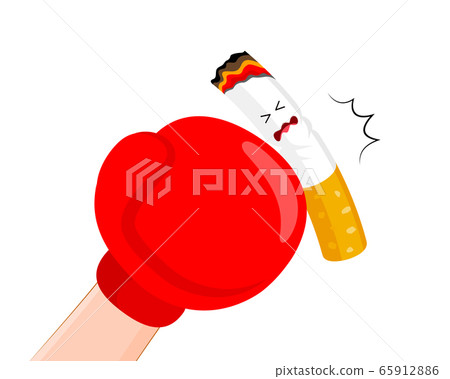 Boxing gloves or mitt punch a cigarette. 65912886