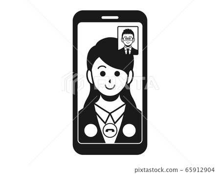 Illustration of a businesswoman making a videophone call 65912904
