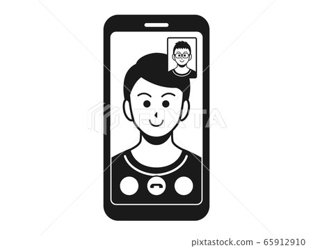 Illustration of a man making a videophone Illustration of a man making a videophone 65912910