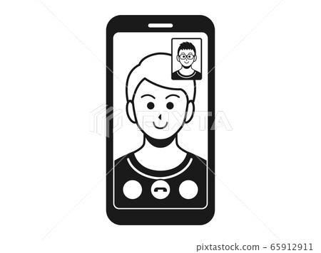 Illustration of a man making a videophone 65912911