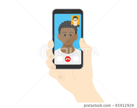 進行視頻通話的黑人男子的插圖 65912929