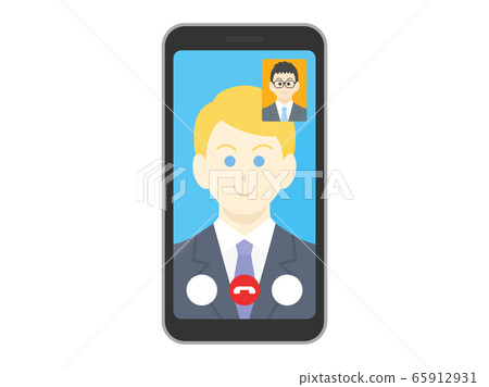 打可視電話的白人商人的插圖 65912931