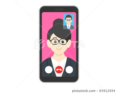 打可視電話的女商人的插圖 65912934