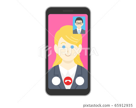 打可視電話的女商人的插圖 65912935