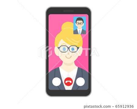 打可視電話的女商人的插圖 65912936