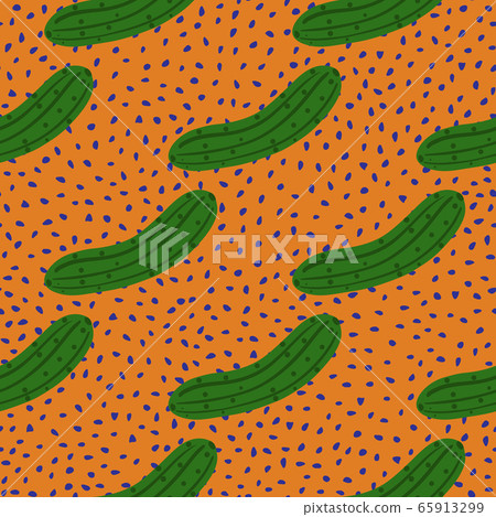 Doodle cucumber seamless pattern on dots Doodle cucumber seamless pattern on dots 65913299