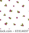 Vector illustration. Cranberry Berry Pattern with Leaves. 65914697