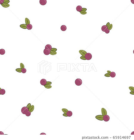 Vector illustration. Cranberry Berry Pattern with Leaves. 65914697